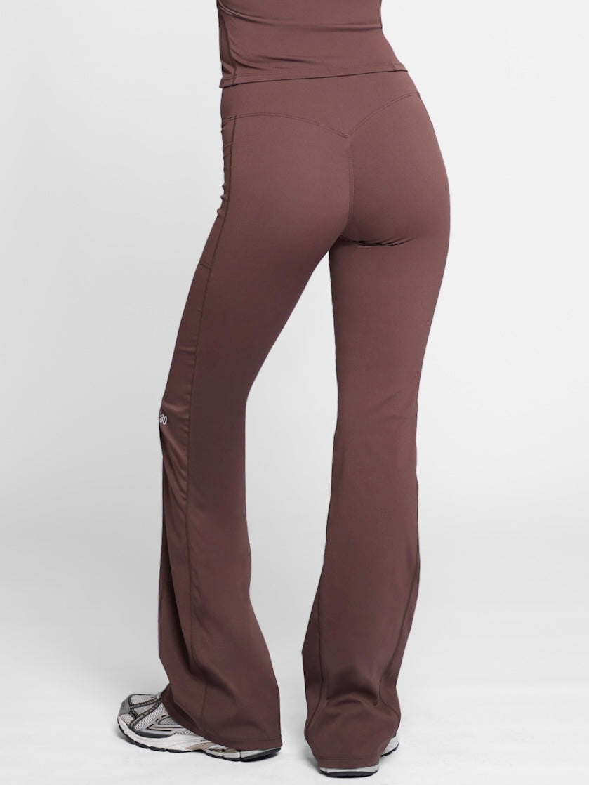 Hourglass Flared Leggings in Choco Brown